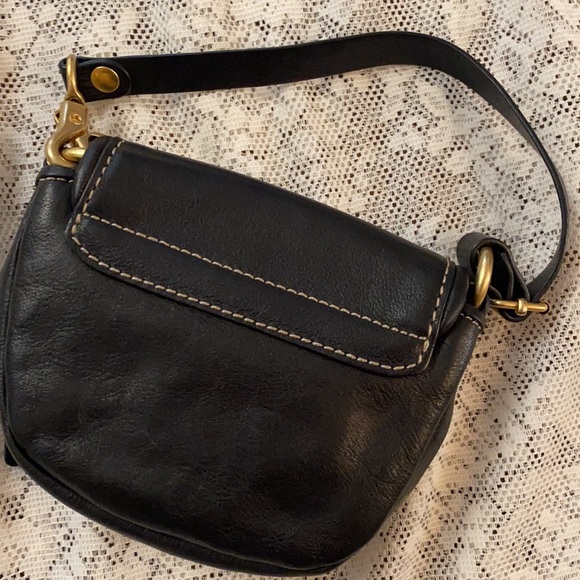 Y2K Juicy Couture VINTAGE CHARM Mini bag BLACK LEATHER PURSE WRISTLET - Picture 8 of 14